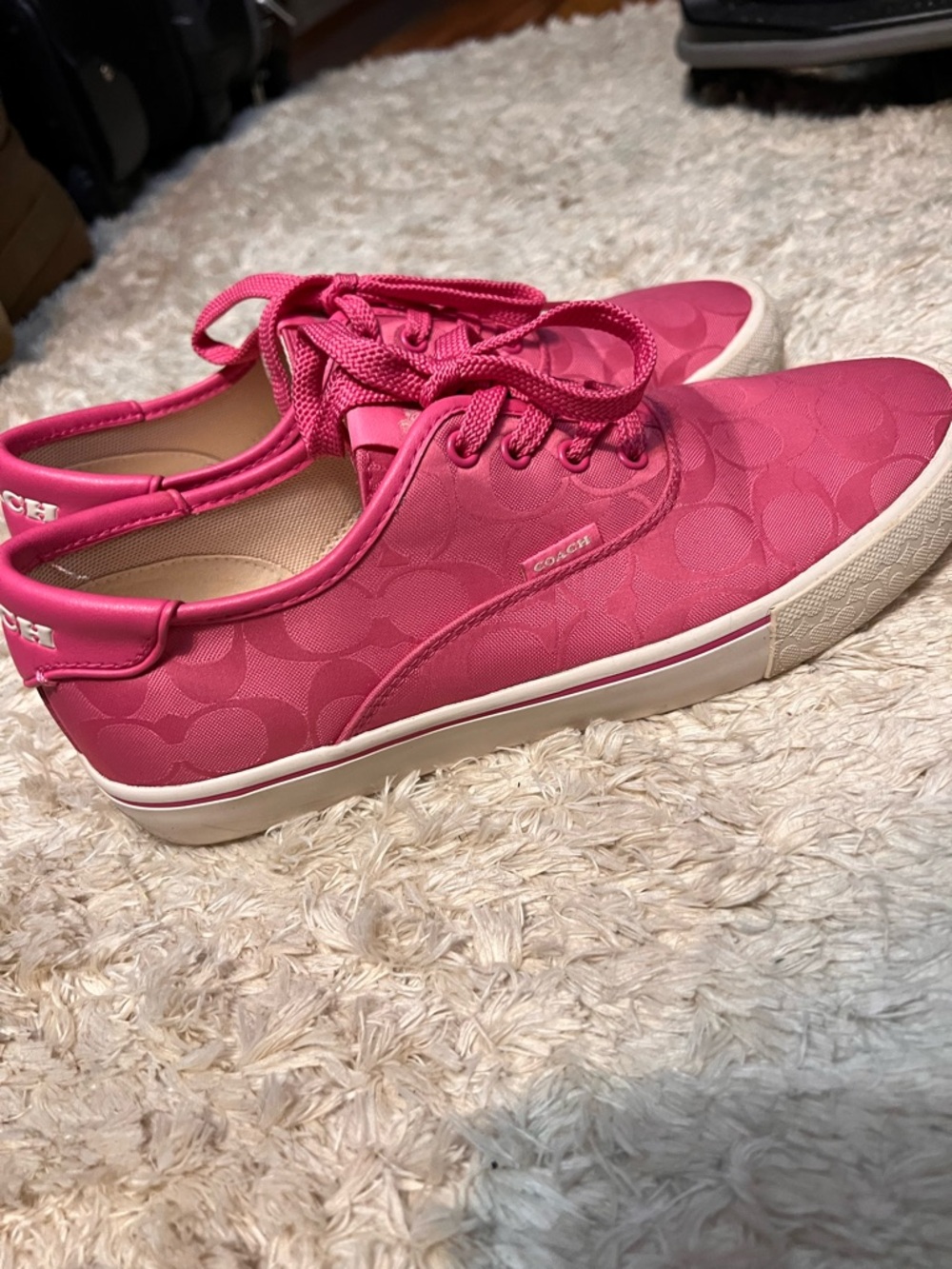 Coach Pink Signature Low-Top Sneakers, 8B